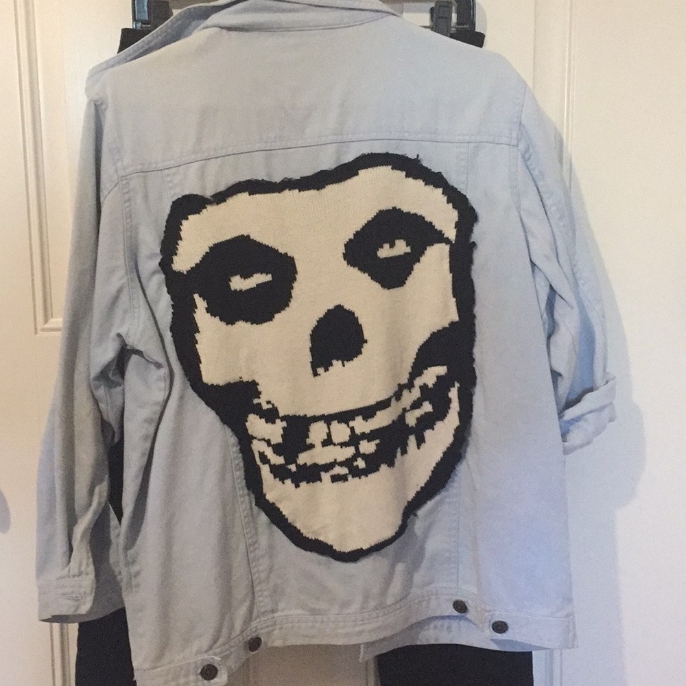 Baby blue misfits custom jean jacket
